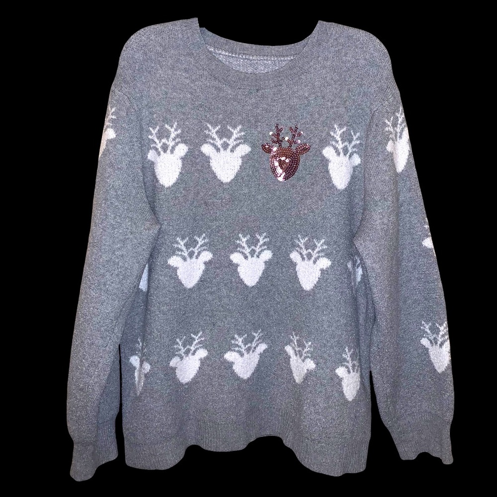 Holiday Time 2X Christmas Reindeer Sweater